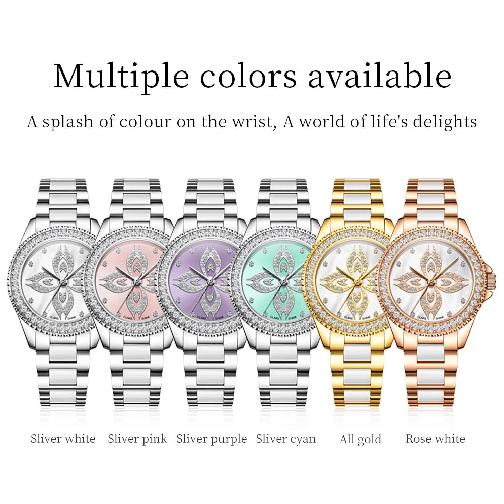 CLARE SHINE 1806 Damenuhren Mode Elegante Keramik Quarz Armbanduhr Wasserdichte Leuchtende Luxus Damenuhr Marke