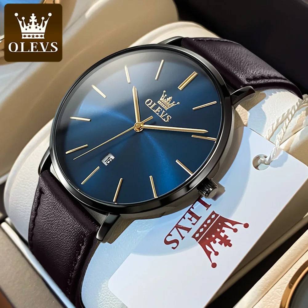 OLEVS 5869 Watch For Men Fashion Simple Japan Quartz Movement Man's Watches Case Thickness 6.5mm Top Brand Calendar Hand Clock