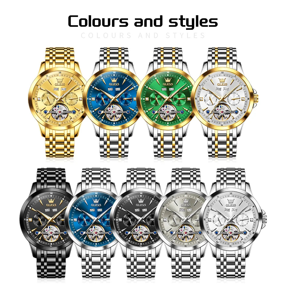 OLEVS Herrenuhr Automatische mechanische Armbanduhr für Männer Wasserdichte leuchtende Herren-Armbanduhr Top-Marke Original Mode 7091