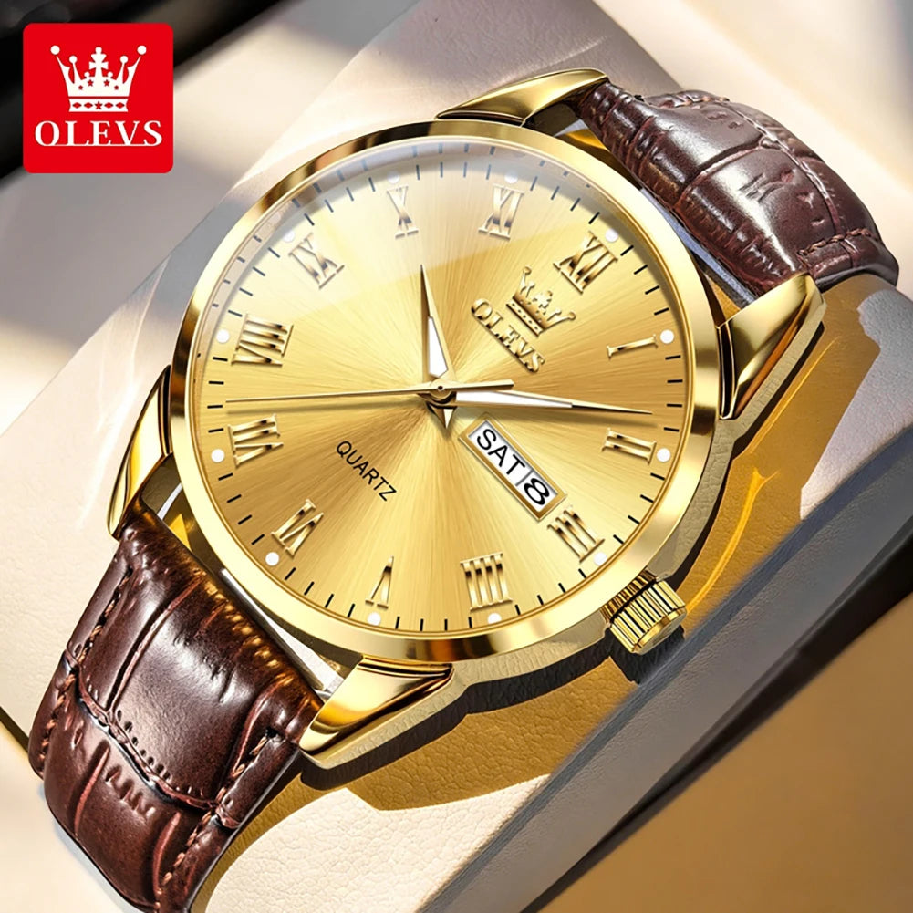 OLEVS 5892 Watch Men's Watches Simple Quartz Week Date Watches For Men Waterproof Luminous Business Classics Male Clock