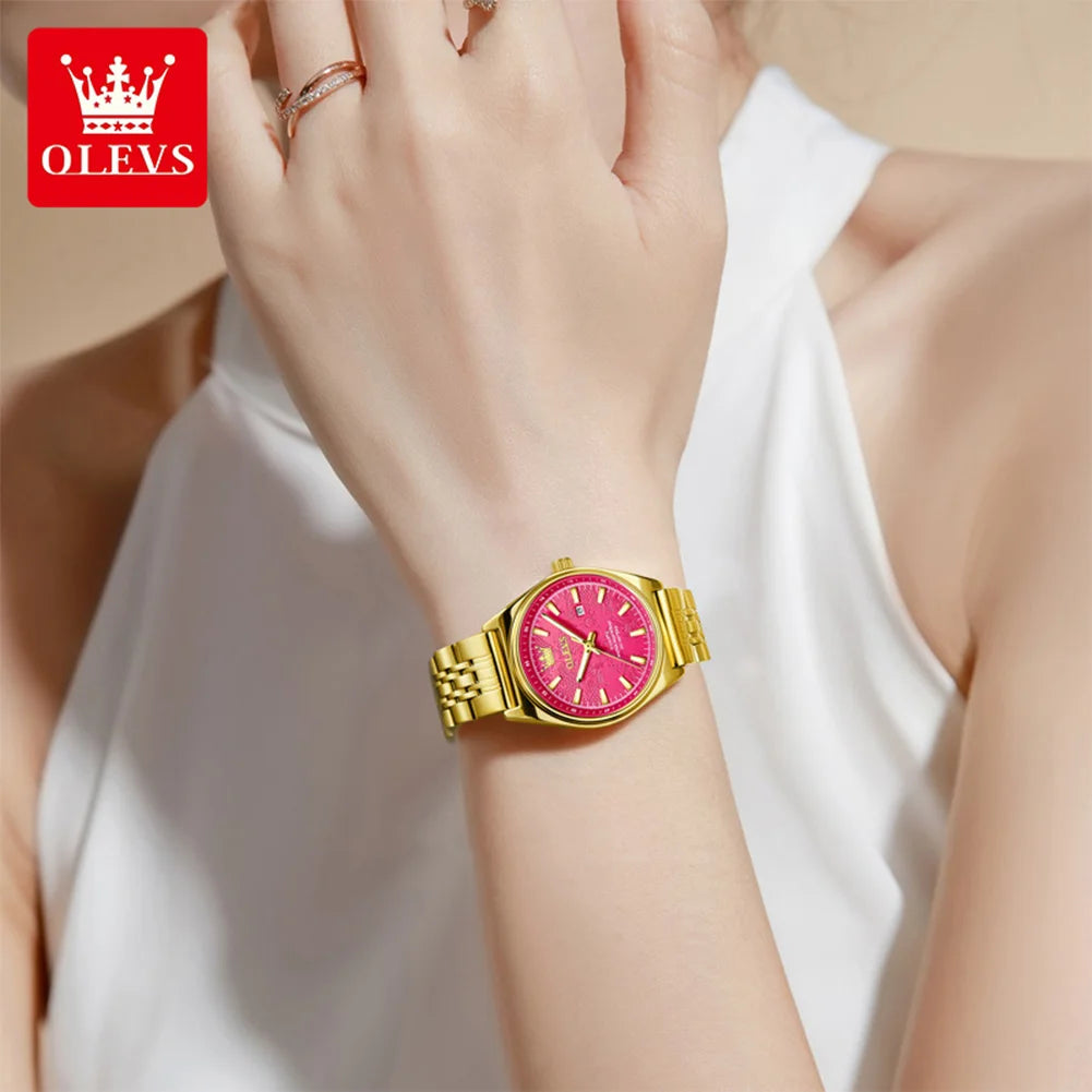 OLEVS 3703 Watch For Women Fashion Elegant Woman Quartz Watch Top Brand Waterproof Luminous Calendar Luxury Ladies Hand Clock