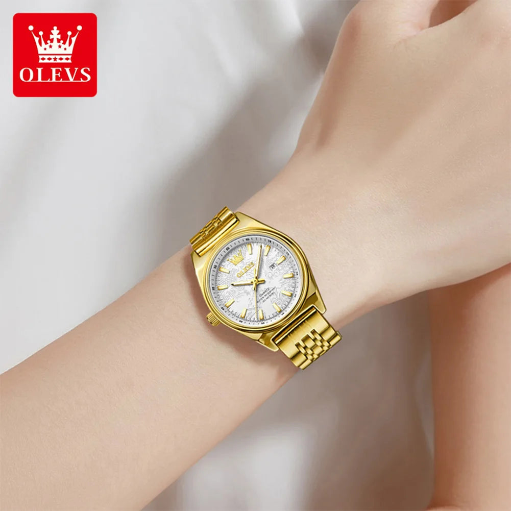 OLEVS 3703 Watch For Women Fashion Elegant Woman Quartz Watch Top Brand Waterproof Luminous Calendar Luxury Ladies Hand Clock