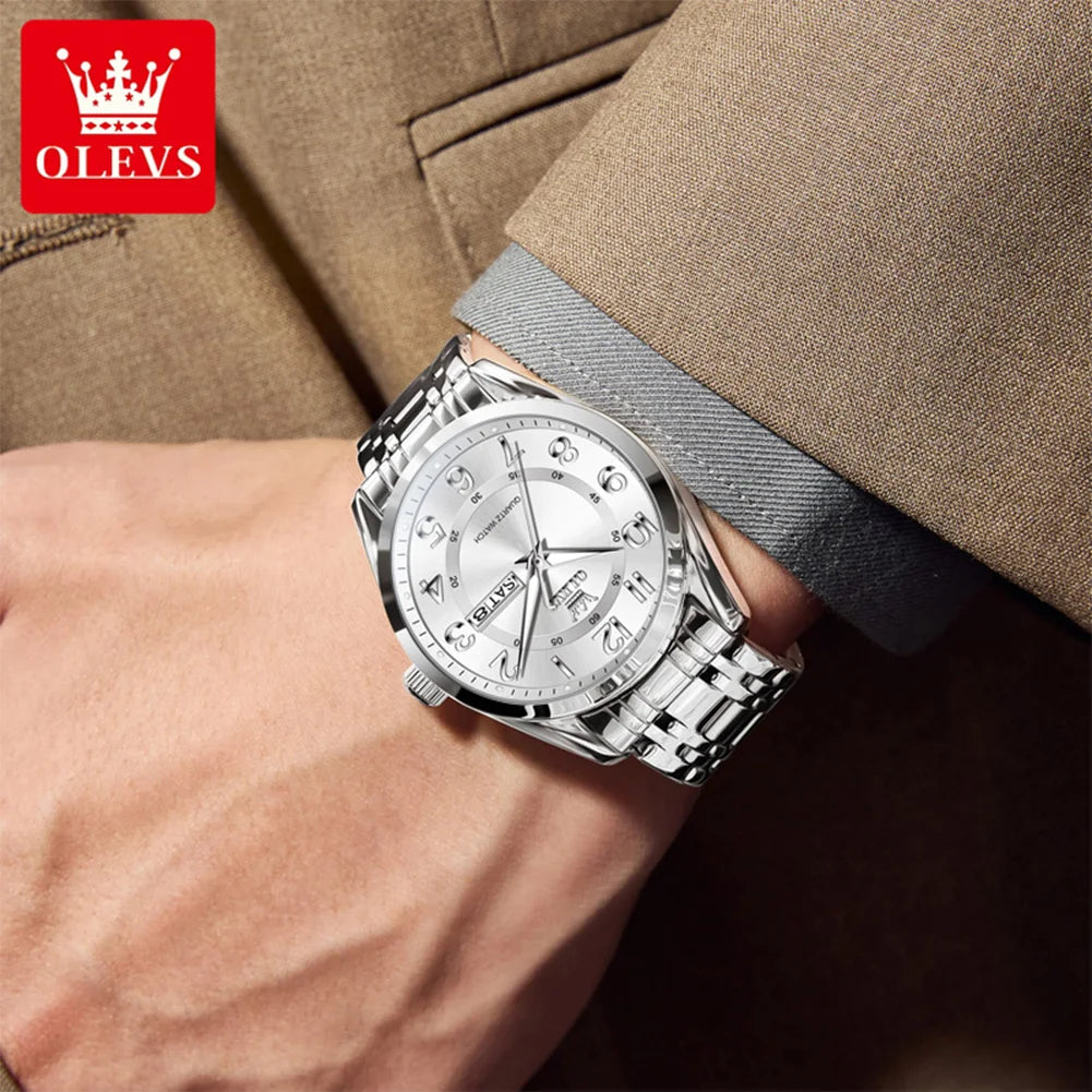 OLEVS 3666 Paar Uhr Luxus Business Top Marke Wasserdicht Leuchtende Dress Handuhr Original Zahlenskala Datum Modeuhr