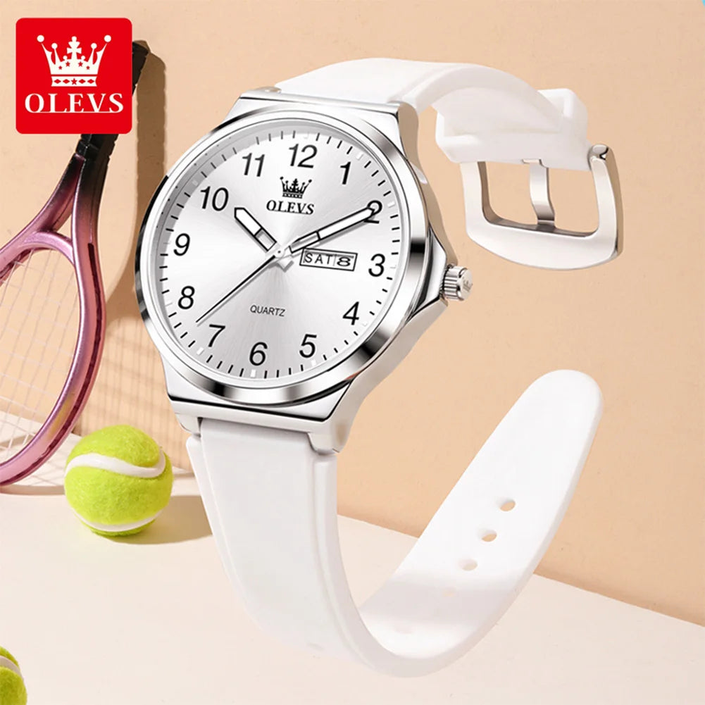OLEVS 5647 Man's Watch Fashion Big Dial Quartz Watch For Men Number Scale Waterproof Luminous Dual Calendar Simple Hand Clock