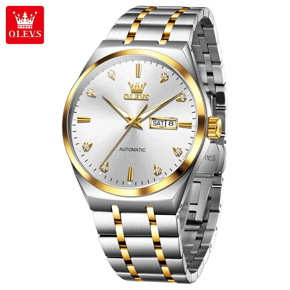 OLEVS 9811 Original Sport Week Date Watches For Man Luxury Business Automatic Mechanical Wristwatch Waterproof Luminous Big Dial