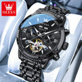 OLEVS 6740 Watches For Man Original Luxury Flywheel Automatic Mechanical Watches Moon Phase Waterproof Luminous Watches Gifts