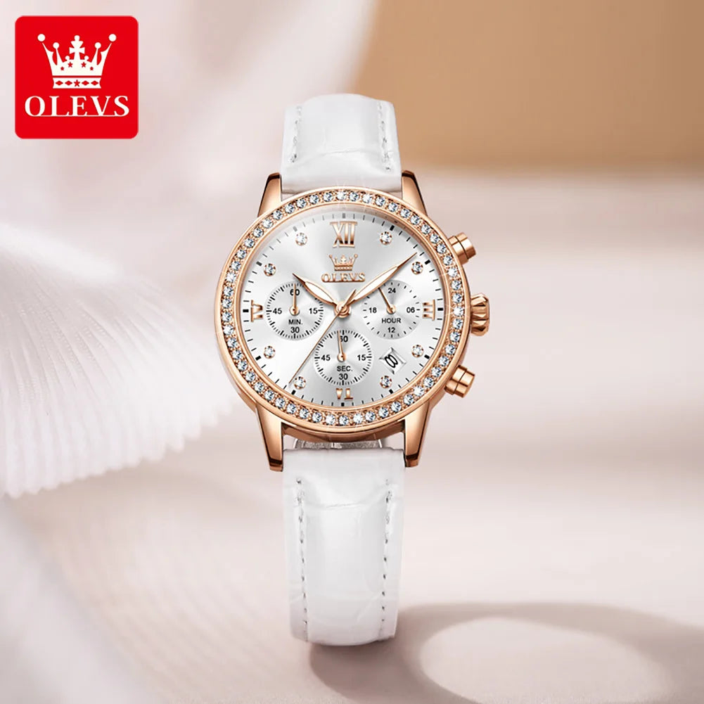 OLEVS 9933 Women's Watch Luxury Diamond Quartz Watch For Women Chronograph Calendar Top Brand Wristwatch Waterproof Luminous