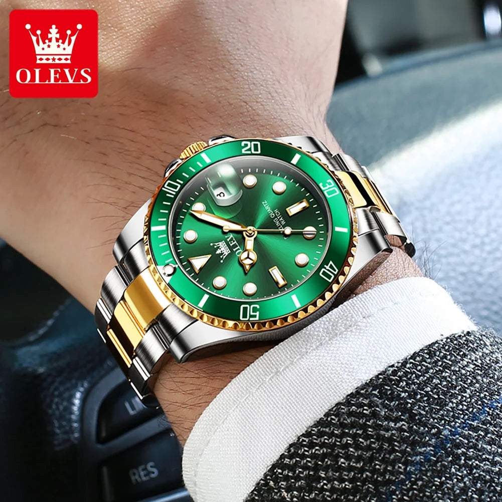 OLEVS 5885 Watch For Men Top Brand Waterproof Stainless Steel Calendar Fashion Man Hand Clock Original Classic Male Wrist Watch