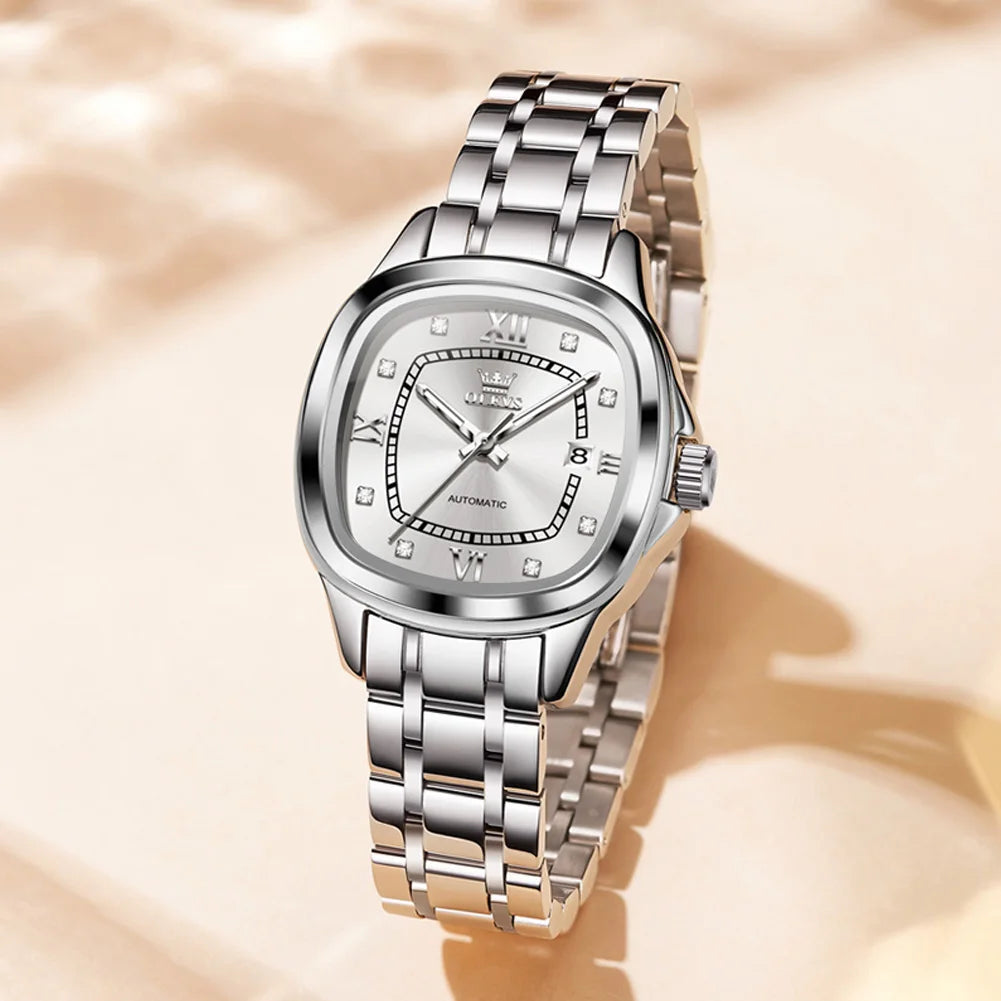 OLEVS 9810 Woman Watch Top Brand Business Date Mechanical Watch For Women Diamond Scale Luxury Original Waterproof Hand Clock