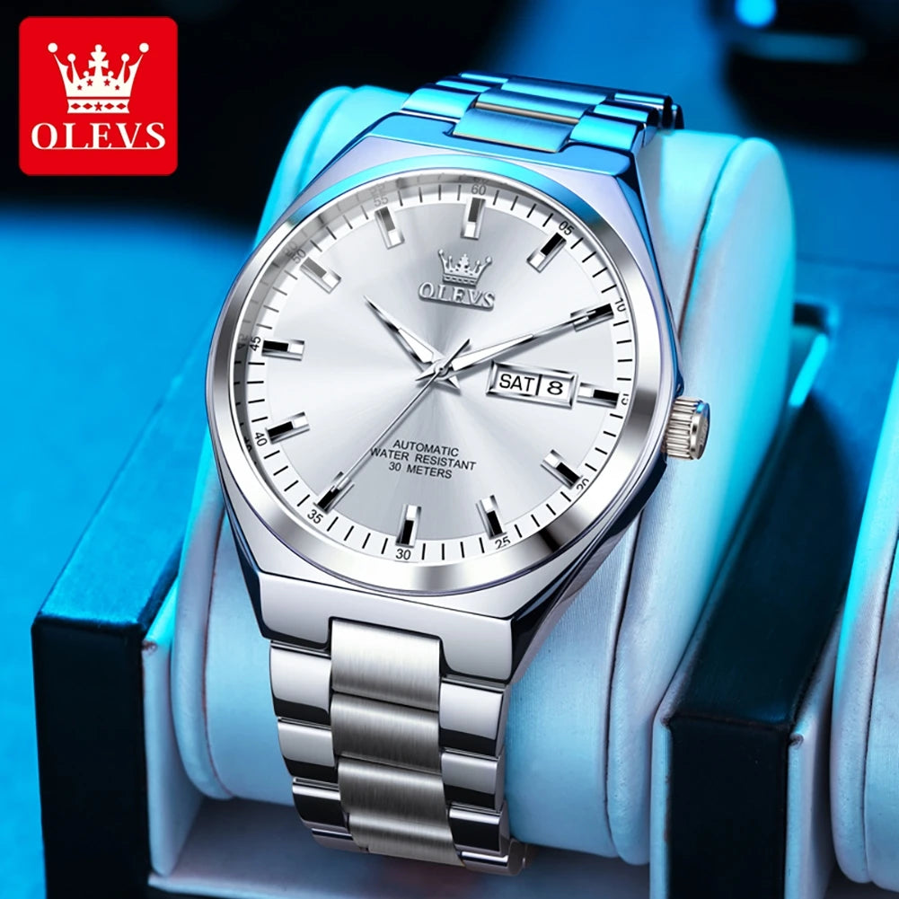 OLEVS 9907 Watches For Man Luxury Business Automatic Mechanical Wristwatch Waterproof Luminous Original Sport Week Date Watches