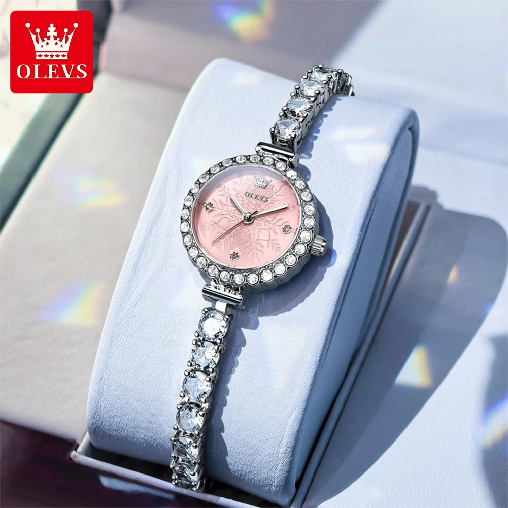OLEVS 5889 Womens Watch Elegant Fashion Quartz Watch Waterproof Luminous Copper Bracelet Watches For Woman Gifts Jewellery Clasp