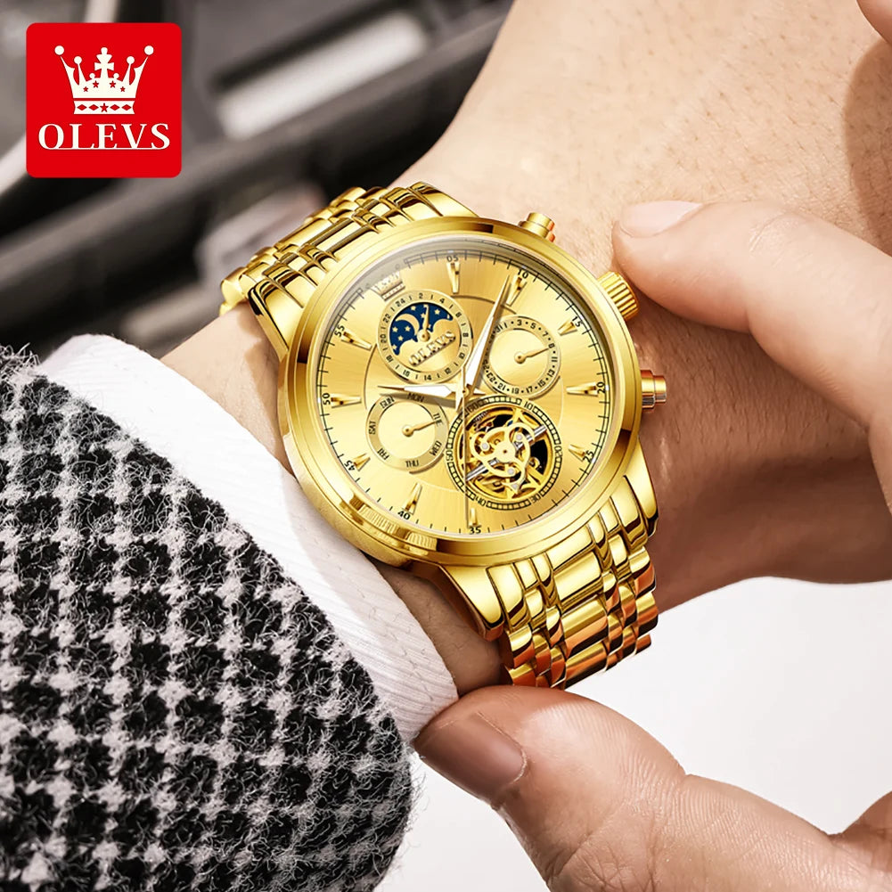 OLEVS 6746 Men's Watch Business Fashion Skeleton Automatic Mechanical Watches For Man Original Waterproof Luminous Man Clock