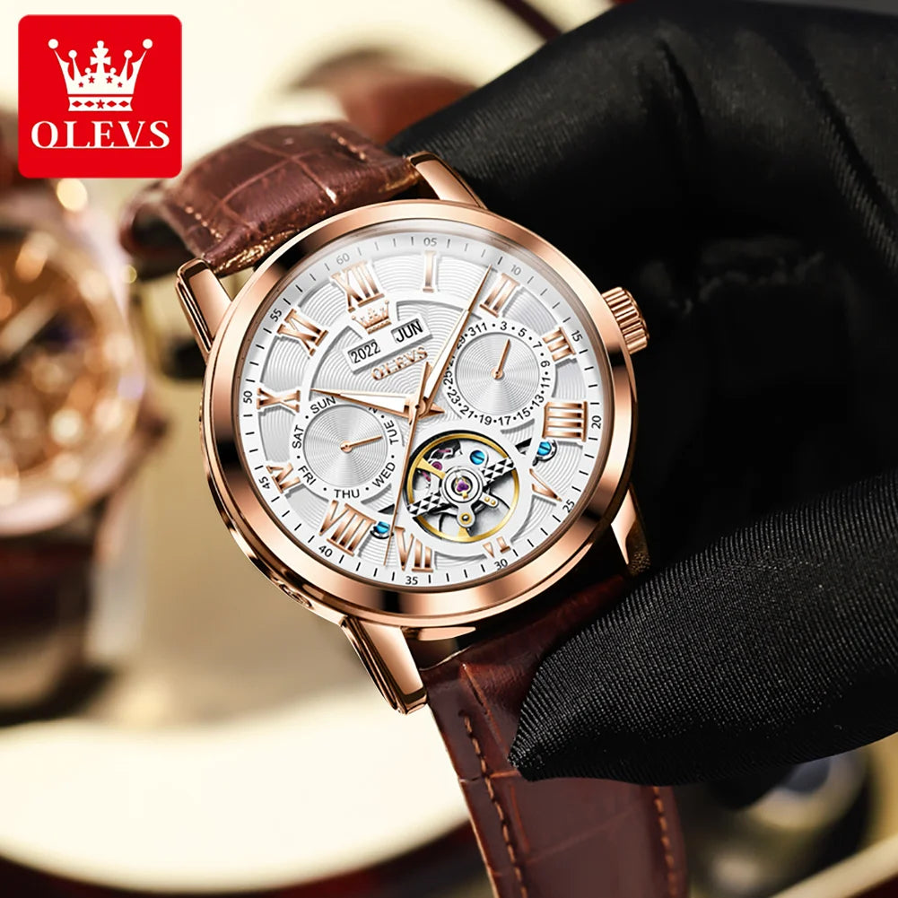 OLEVS 6668 Men Automatic Watches Roman Scale Mechanical Watch For Men Top Brand Waterproof Auto Date Original Male Hand Clock