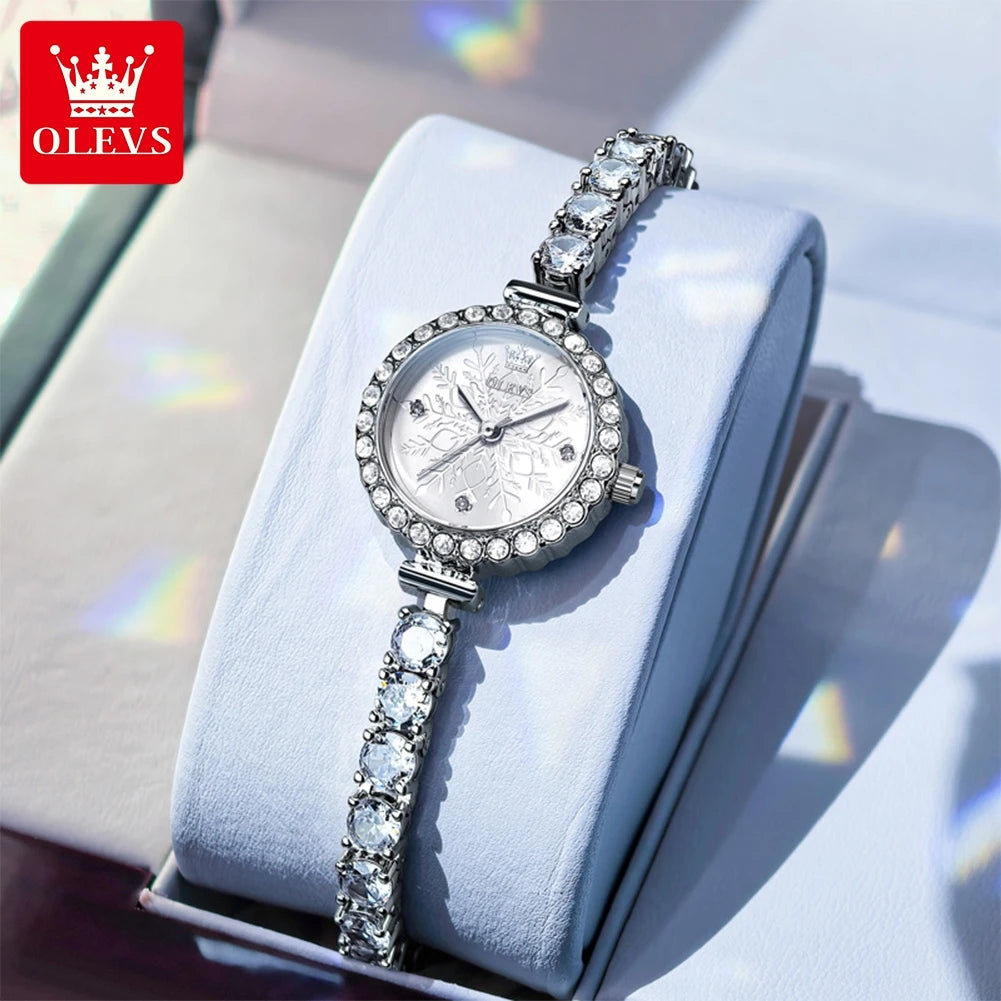 OLEVS 5889 Womens Watch Elegant Fashion Quartz Watch Waterproof Luminous Copper Bracelet Watches For Woman Gifts Jewellery Clasp