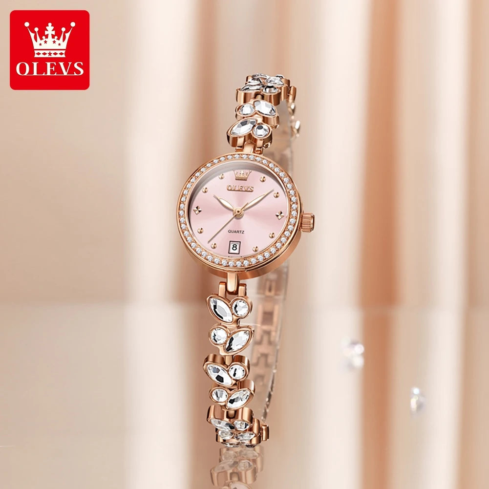 OLEVS 5679 New Womens Watch Elegant Fashion Brand Quartz Watch Waterproof Luminous Watches For Woman Gifts Bracelet Clasp