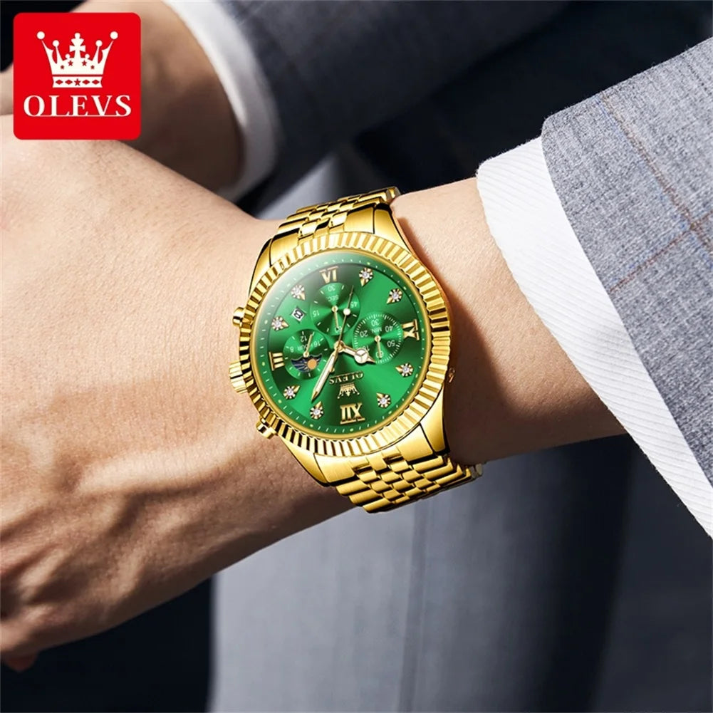 OLEVS 2932 Herrenuhr Römische Skala Chronograph Quarzuhr für Herren Moonswatch Luxus Diamant Herren Armbanduhr Wasserdicht Leuchtend