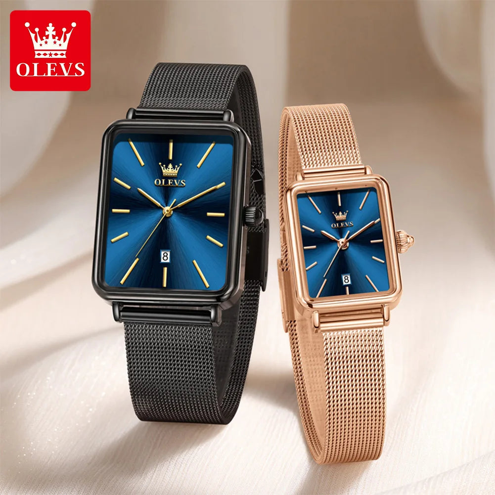 OLEVS 3692 Paaruhren, dünnes Gehäuse, einfache Quarzuhr für Herren und Damen, original wasserdicht, Kalender, Mode, Business, Armbanduhr