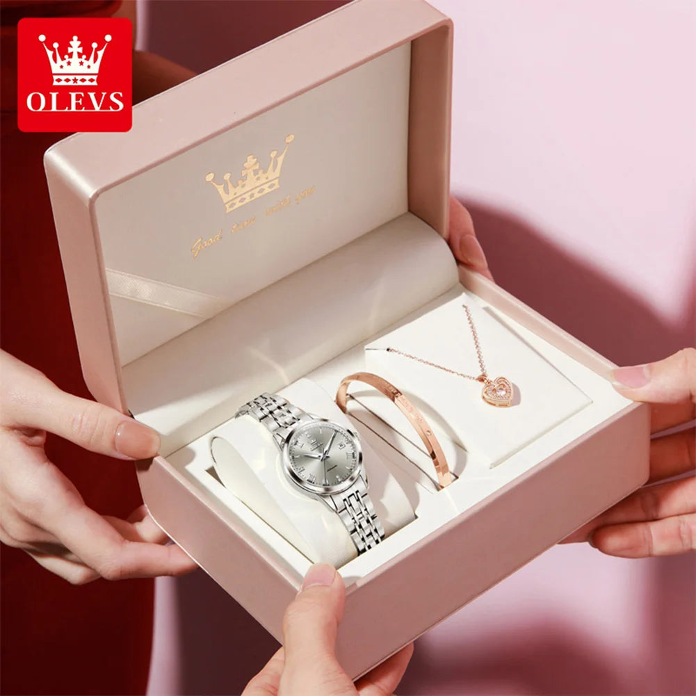 OLEVS 7062 Woman Watch  Luxury Luminous Waterproof Steel Strap Auto Date Mechanical Watches For Women Roman Scale Ladies Hand