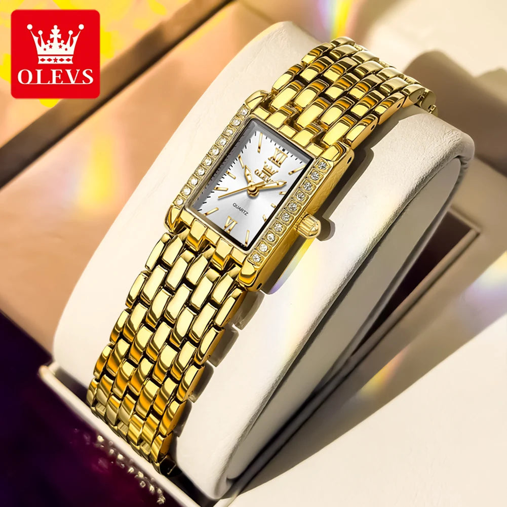 OLEVS 3700 Quartz Watch For Women Waterproof Original Fashion Steel Strap Hand Clock Top Brand Luxury Business Woman Watches
