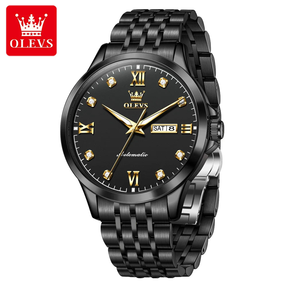 OLEVS 7092  Mens Watch Original Luxury Brand Mechanical Watches Waterproof Stainless Steel Date Week Watches For Man Gifts