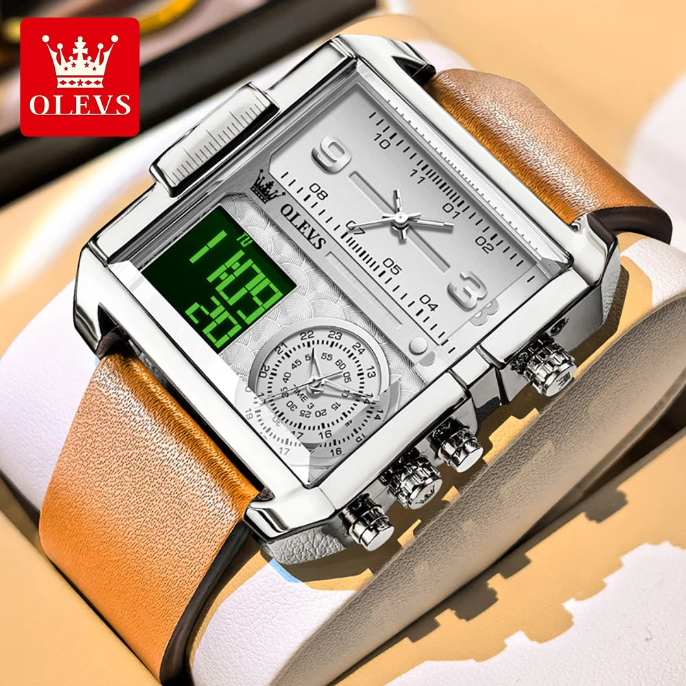 OLEVS 1101 Herrenuhr Mode Multifunktions-Quarzuhr für Herren Kalender Wochentagsanzeige Wasserdichte Leuchtzeiger Uhr Reloj