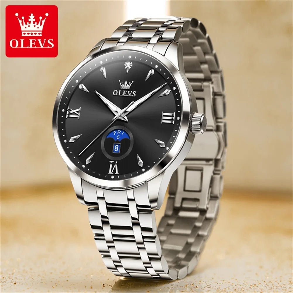 OLEVS 3646 Herrenuhr Stahlarmband Original Mode Quarzuhr Für Männer Wochentag Datumsanzeige Wasserdicht Leuchtend Luxus Armbanduhr