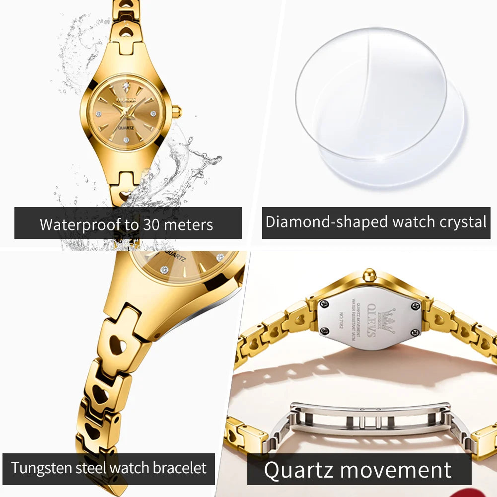 OLEVS 7082 Ladies Watch High Quality Elegant Original Quartz Wristwatch Waterproof Luminous Tungsten Steel Watches For Woman