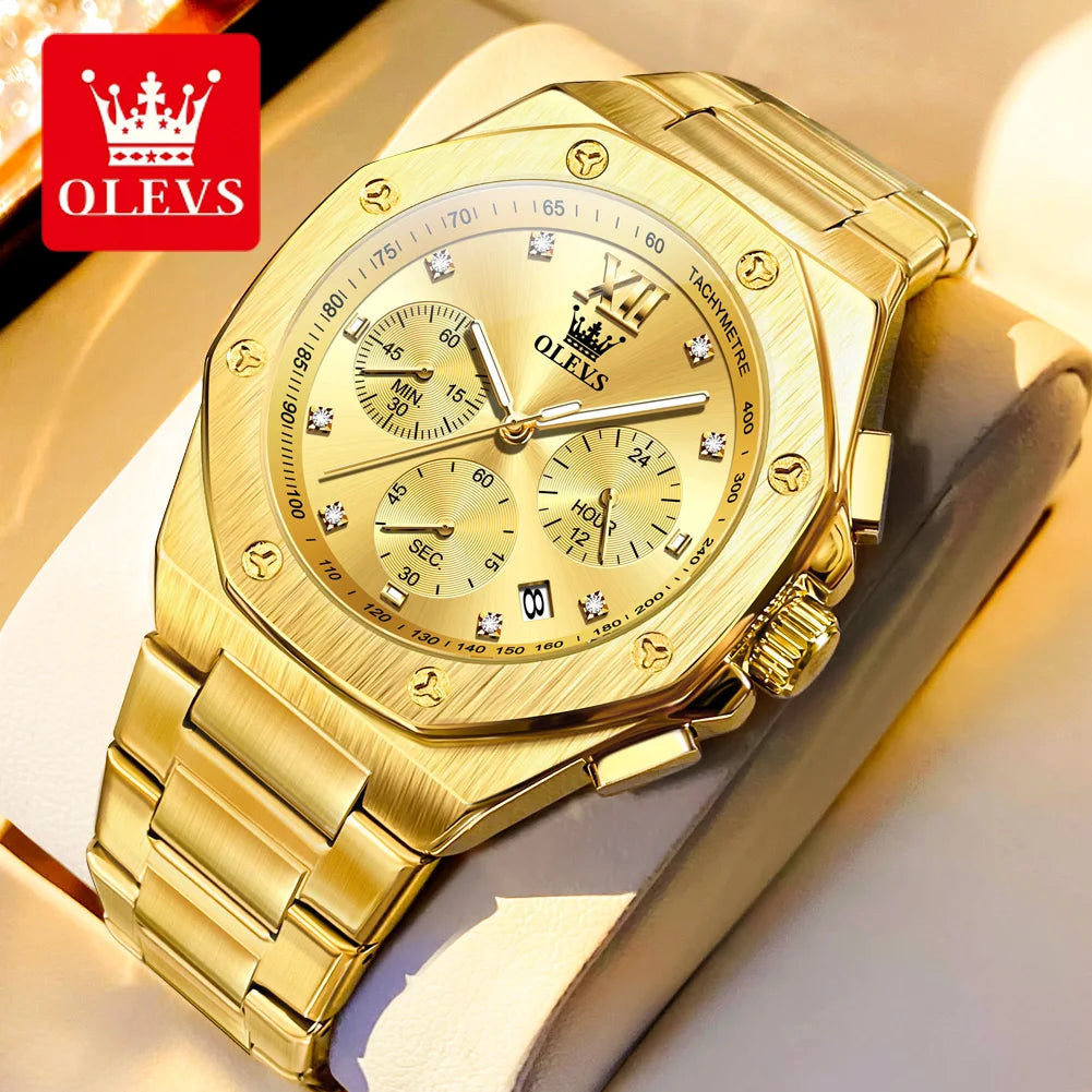 OLEVS 3626 Herrenuhr Mode Chronograph Quarzuhr für Herren Automatisches Datum Edelstahl Luxus-Handuhr Wasserdicht Leuchtend