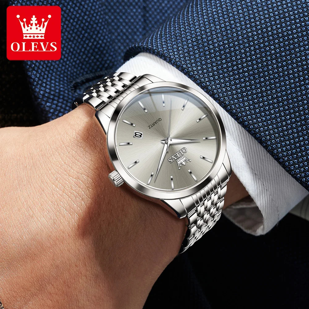 OLEVS 2907 Herrenuhr Original Einfache Quarzuhr für Männer Wasserdicht Leuchtende Datumsanzeige Herren-Armbanduhr Reloj
