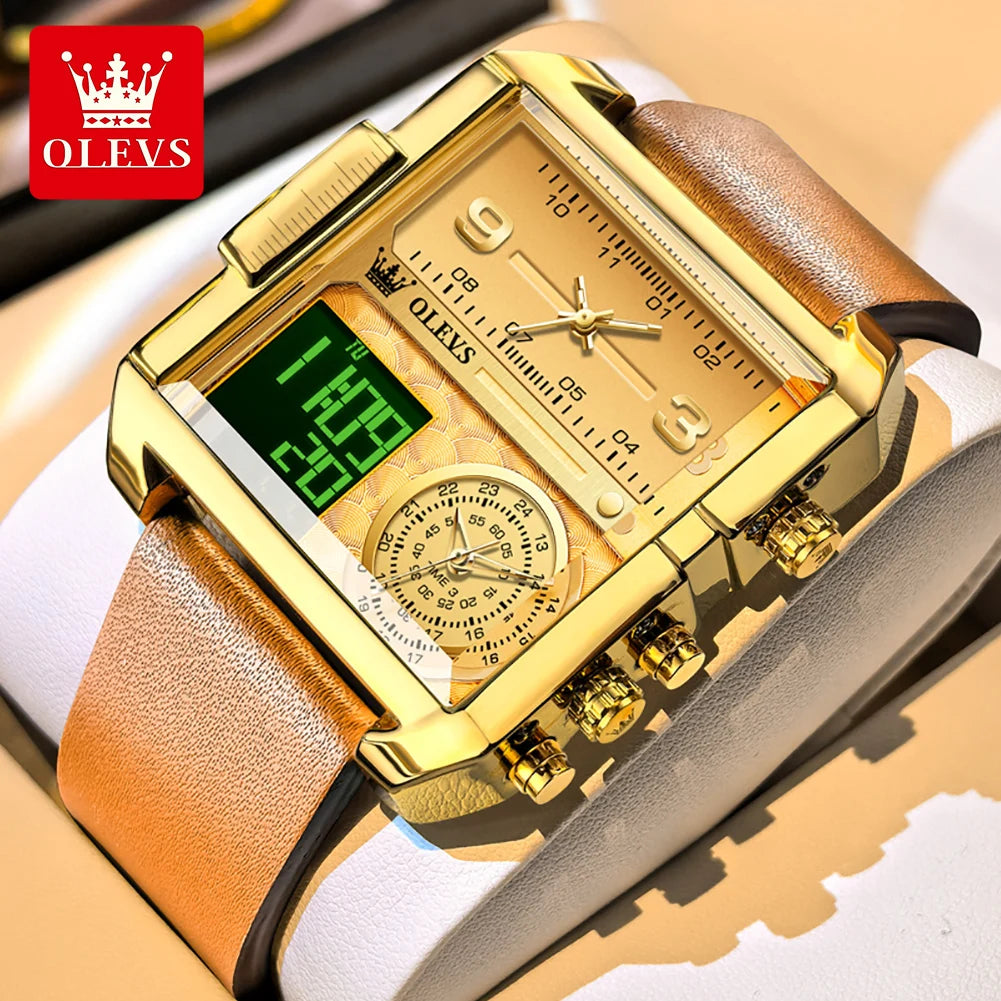 OLEVS 1101 Herrenuhr Mode Multifunktions-Quarzuhr für Herren Kalender Wochentagsanzeige Wasserdichte Leuchtzeiger Uhr Reloj