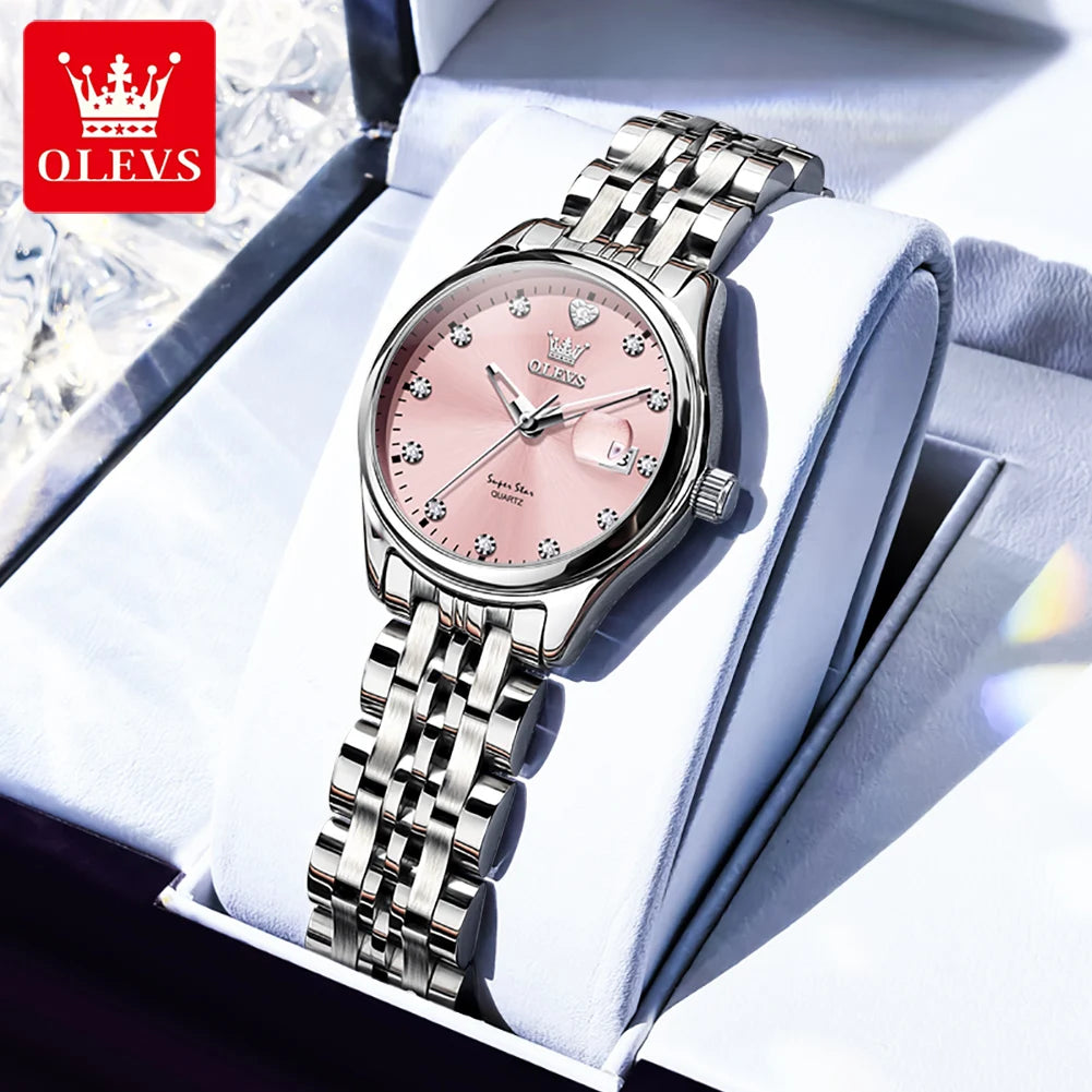 OLEVS 5649 Woman Watch 30M Waterproof Date Quartz Watch For Women Steel Strap Zircon Scale Luxury Elegant Ladies Hand Clock