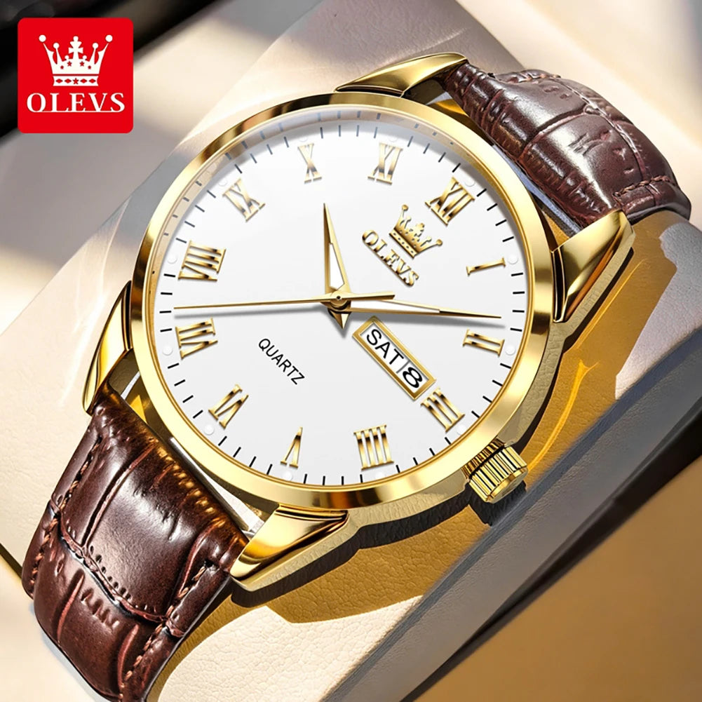 OLEVS 5892 Watch Men's Watches Simple Quartz Week Date Watches For Men Waterproof Luminous Business Classics Male Clock
