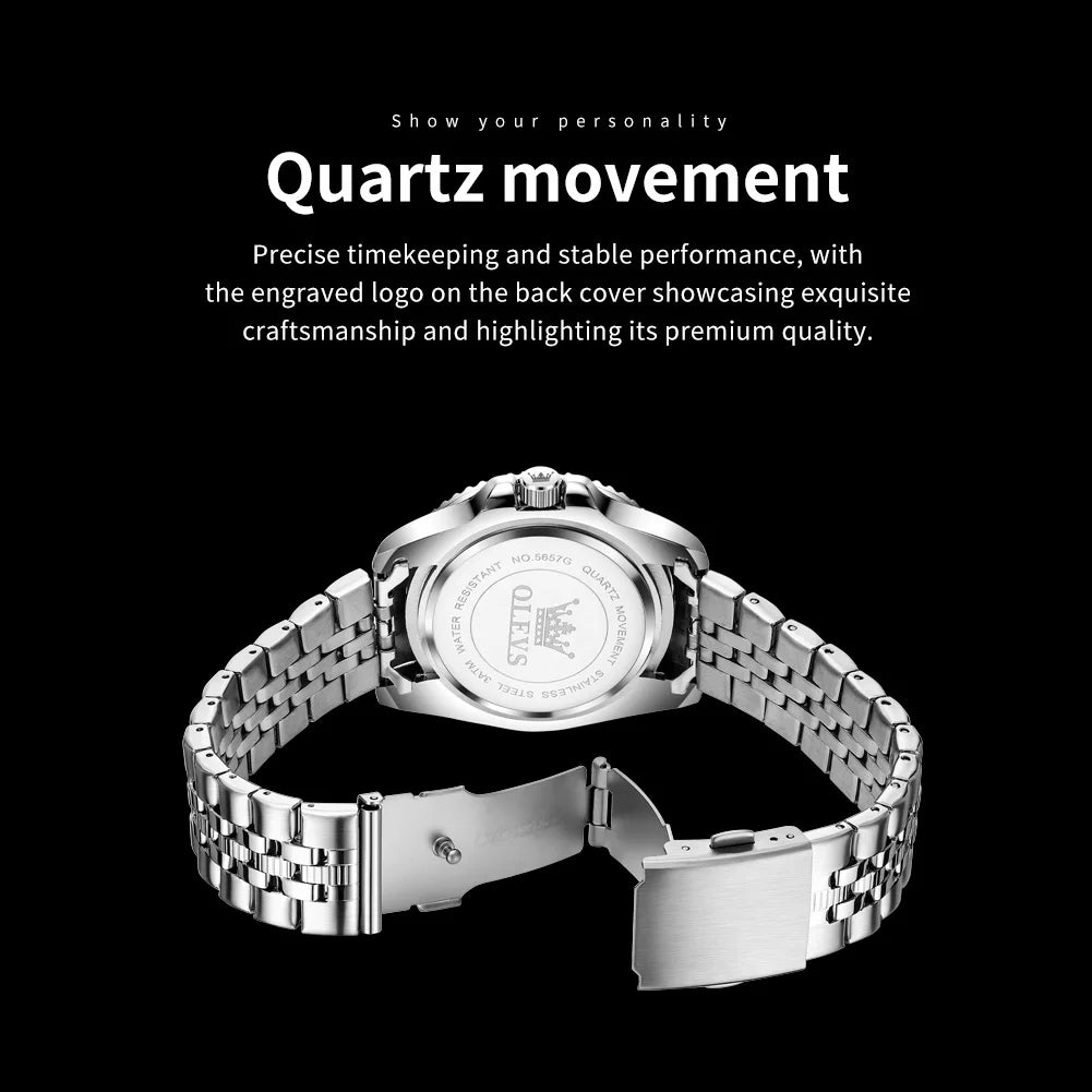 OLEVS 5657 Mens Watch Original Calendar Quartz Wristwatch 30M Waterproof Luminous Business Men's Hand Clock Watches For Men