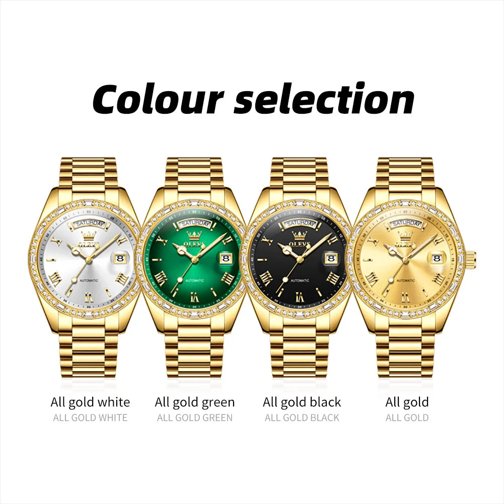 OLEVS 6747 Mens Watch Original Automatic Mechanical Watches For Men Waterproof Steel Business Watches For Man Hand Clock Reloj