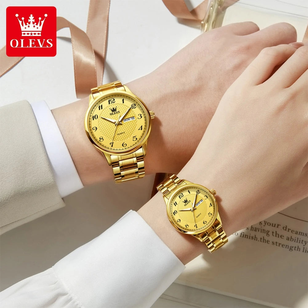 OLEVS 5667 Upgraded Couple Watch Original Luxury Imported Movement Quartz Watches For Men And Women Waterproof Luminous Reloj