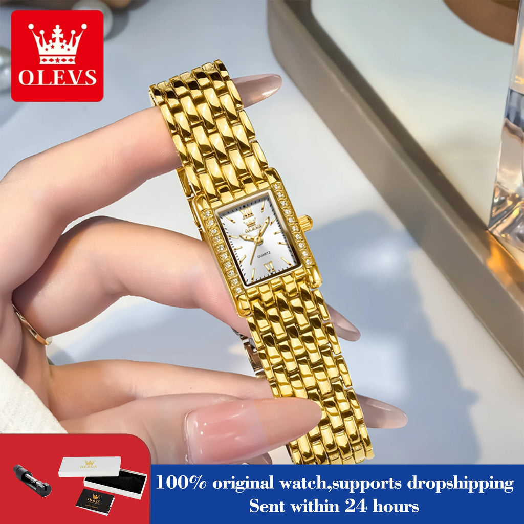 OLEVS 3700 Quartz Watch For Women Waterproof Original Fashion Steel Strap Hand Clock Top Brand Luxury Business Woman Watches
