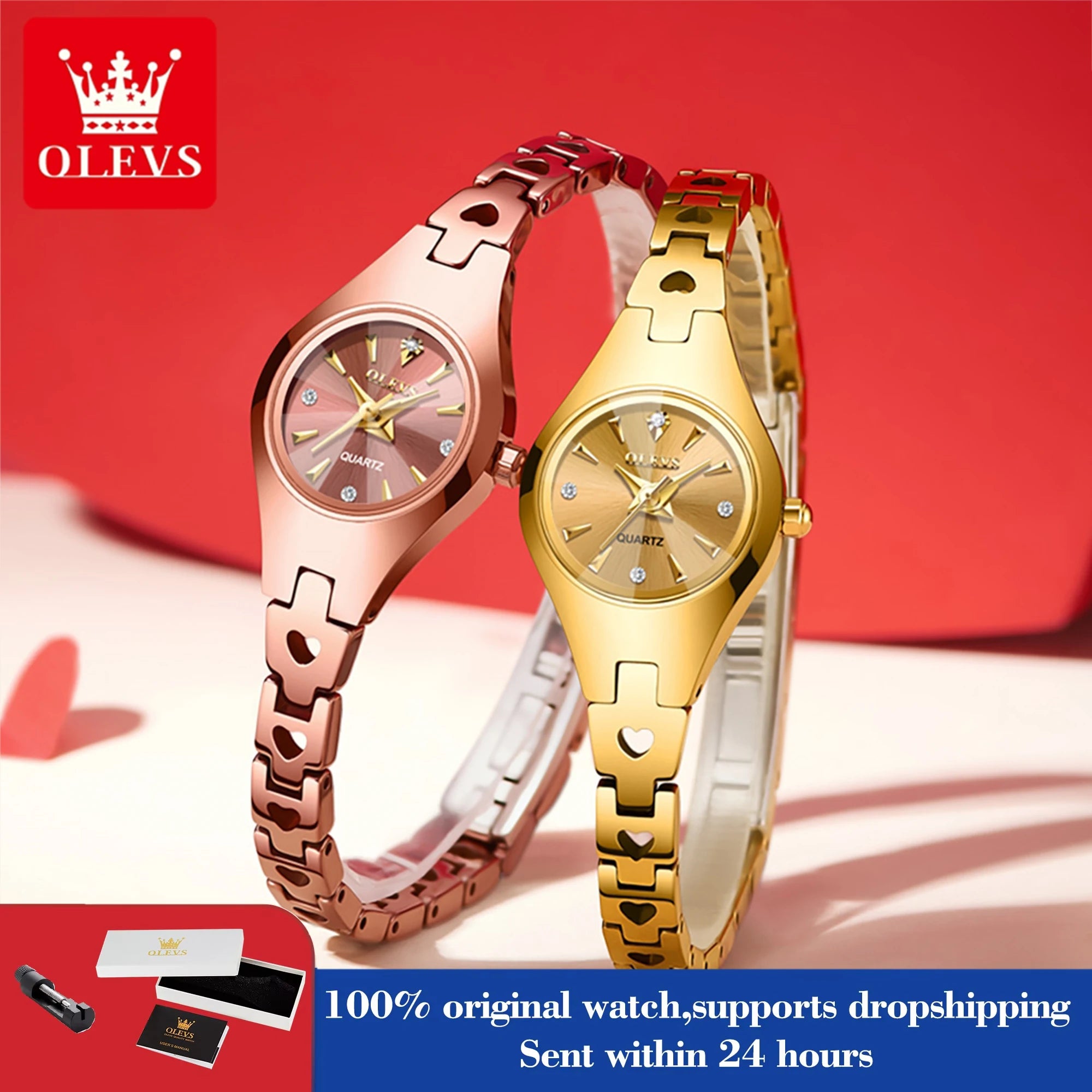 OLEVS 7082 Ladies Watch High Quality Elegant Original Quartz Wristwatch Waterproof Luminous Tungsten Steel Watches For Woman