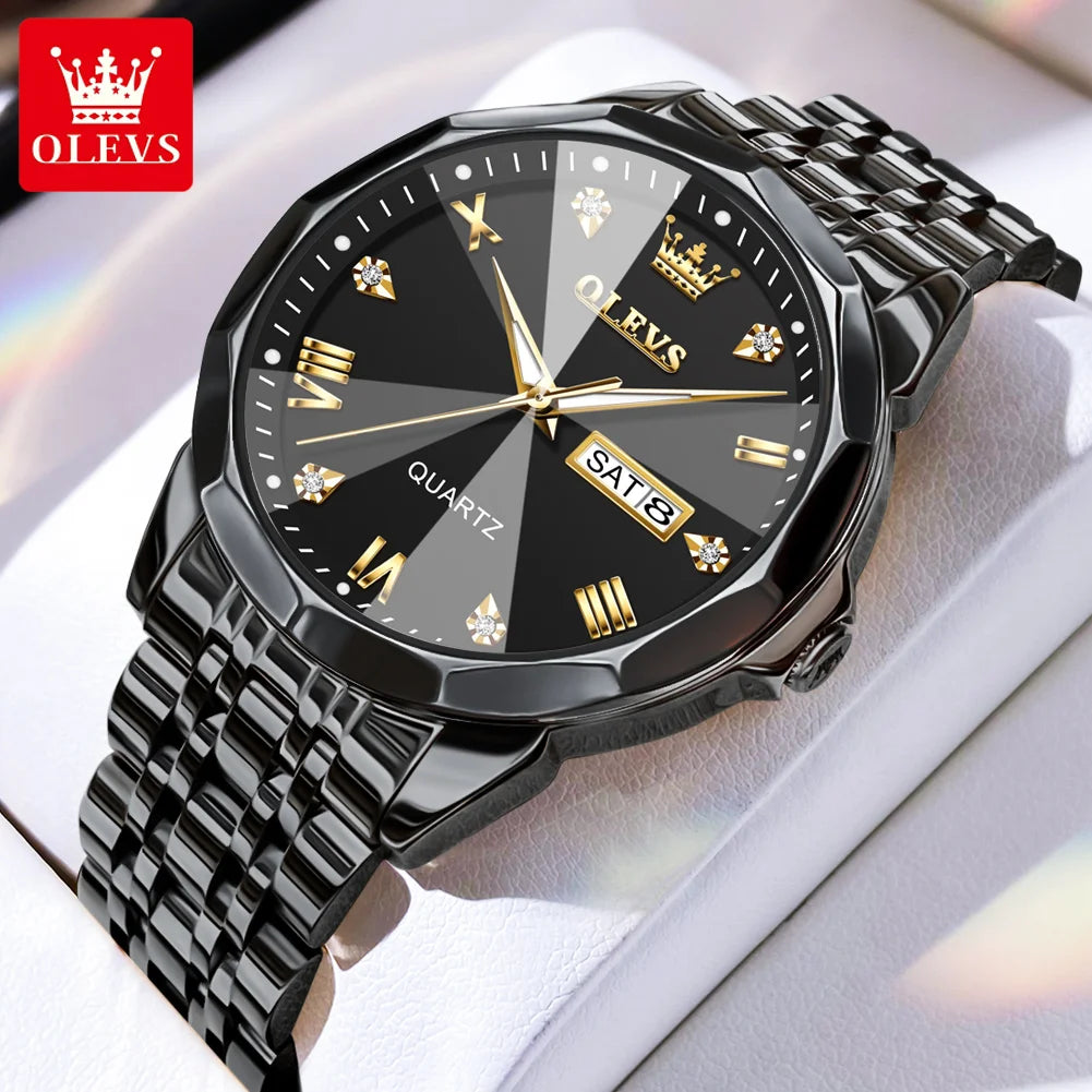 OLEVS 9931 Watch For Men Women Roman Scale Quartz Couple Watch Rhombus Mirror Auto Date Wristwatch Luxury Waterproof Hand Clock