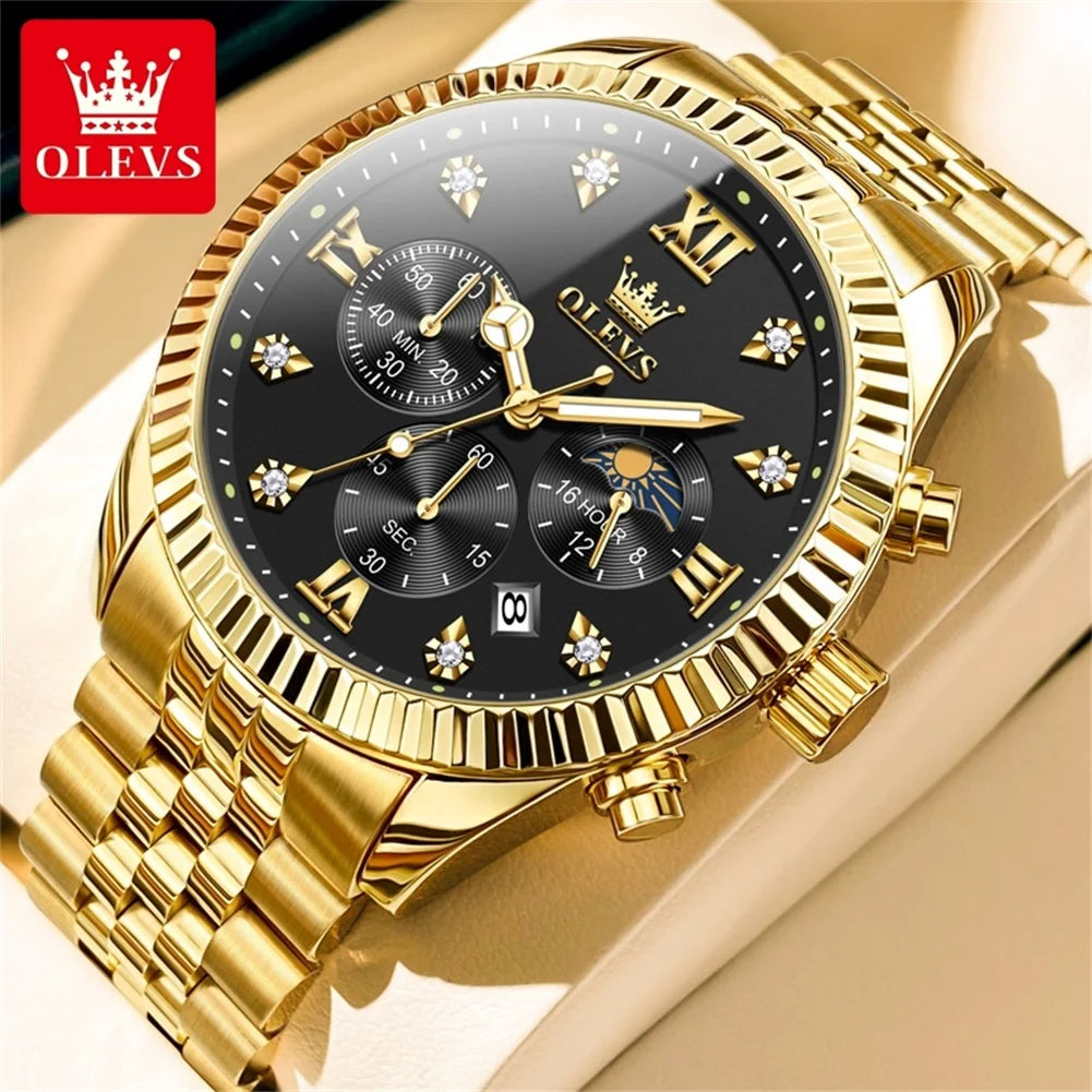 OLEVS 2932 Herrenuhr Römische Skala Chronograph Quarzuhr für Herren Moonswatch Luxus Diamant Herren Armbanduhr Wasserdicht Leuchtend