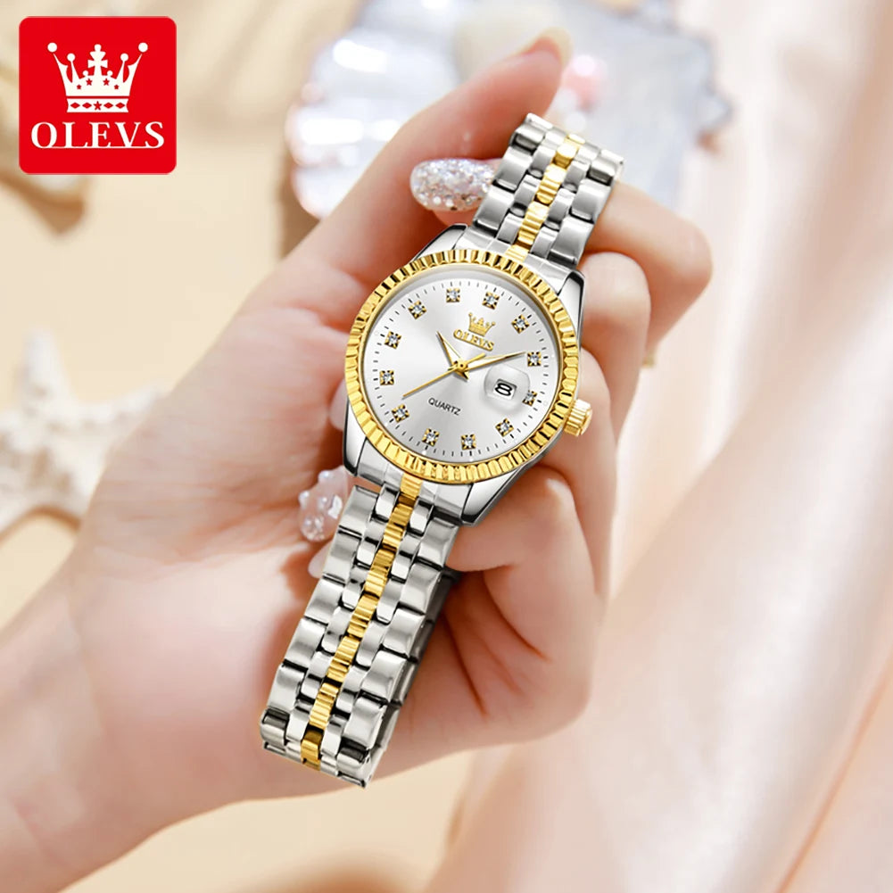 OLEVS 5526 Women's Watch Luxury Calendar Watch For Women Original Luminous Waterproof Stainless Steel Quartz Ladies Wristwatch