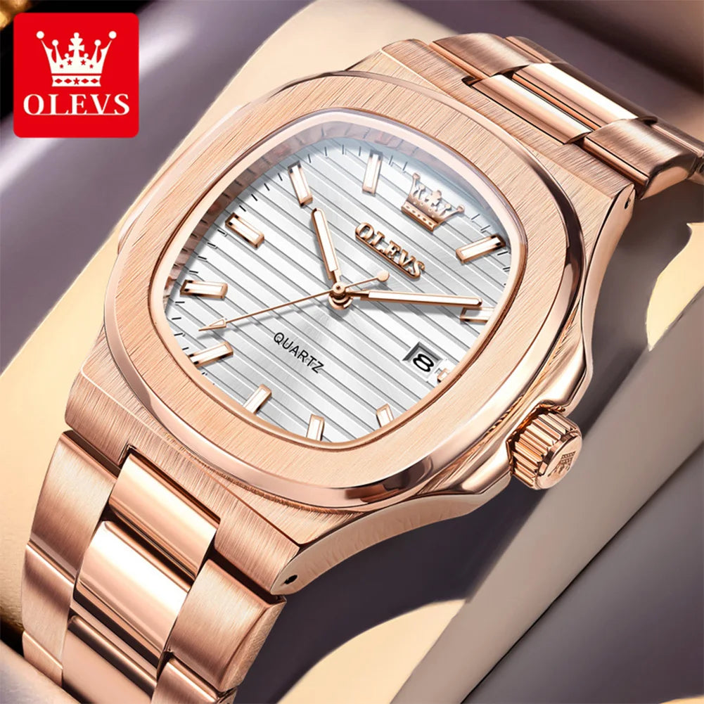 OLEVS 3696 Top-Markenmode-Datum-Quarzuhr Original Wasserdichte Leuchtende Uhr Für Herren Armbanduhr Großes Zifferblatt 44mm