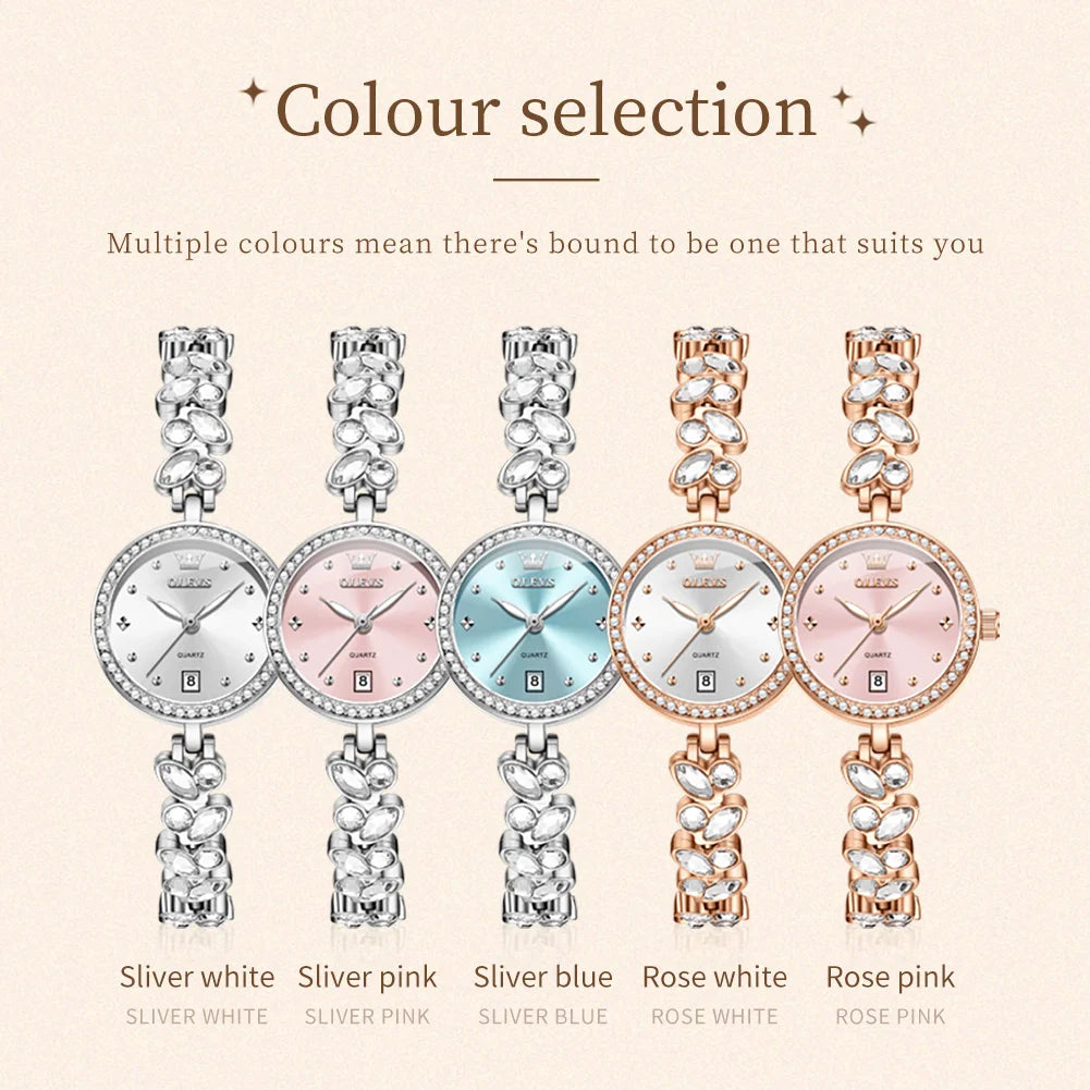 OLEVS 5679 New Womens Watch Elegant Fashion Brand Quartz Watch Waterproof Luminous Watches For Woman Gifts Bracelet Clasp