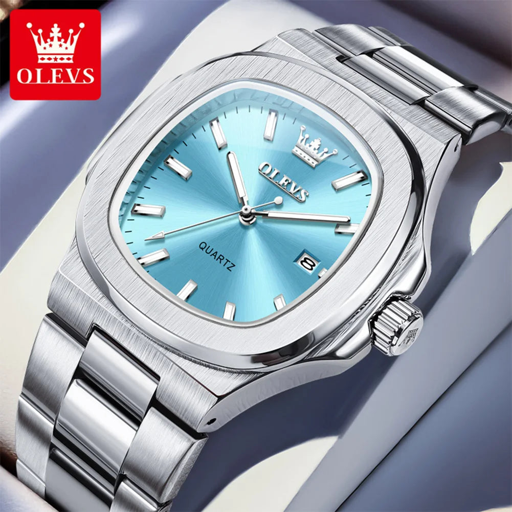 OLEVS 3696 Top-Markenmode-Datum-Quarzuhr Original Wasserdichte Leuchtende Uhr Für Herren Armbanduhr Großes Zifferblatt 44mm