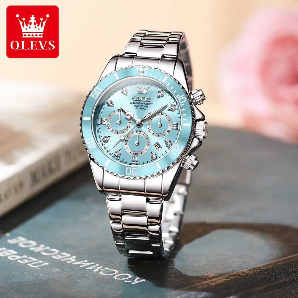 OLEVS 5632 Watch For Women Fashion Chronograph Waterproof Luminous Quartz Woman Watches Original Luxury Date Ladies Hand Clock