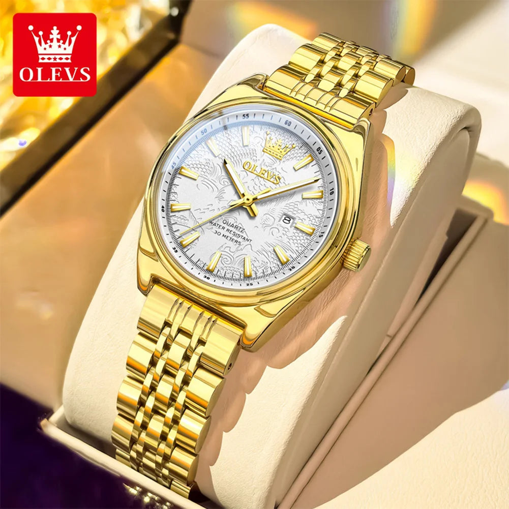 OLEVS 3703 Uhr für Damen Mode Elegante Damen Quarzuhr Top Marke Wasserdicht Leuchtender Kalender Luxus Damen Armbanduhr