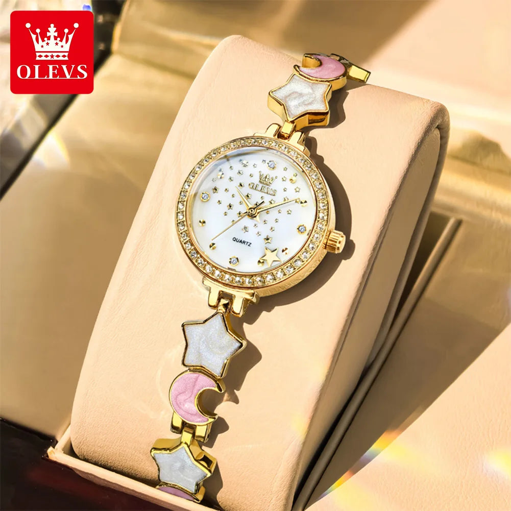 OLEVS 5665 Watches For Woman 30M Waterproof Quartz Watch Stainless Steel Bracelet Luxury Ladies Hand Clock New Reloj Mujer