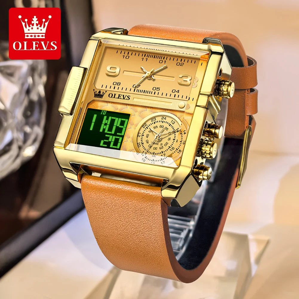 OLEVS 1101 Herrenuhr Mode Multifunktions-Quarzuhr für Herren Kalender Wochentagsanzeige Wasserdichte Leuchtzeiger Uhr Reloj