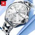 OLEVS 2910 Uhr für Herren und Damen, Luxuriöse Quarz-Paaruhren, Wasserdichte Edelstahl-Armbanduhr mit Diamant-Zifferblatt