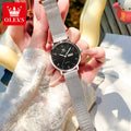 OLEVS 2996 Damenuhren Original Elegante schmale Quarzuhr Wasserdicht Dual-Kalenderanzeige Uhren für Damen Geschenkbox Reloj