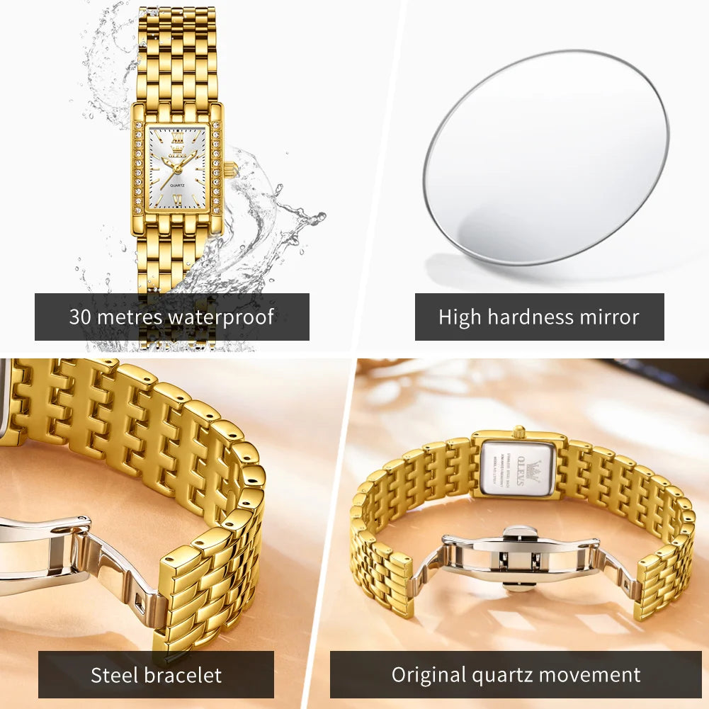 OLEVS 3700 Quartz Watch For Women Waterproof Original Fashion Steel Strap Hand Clock Top Brand Luxury Business Woman Watches